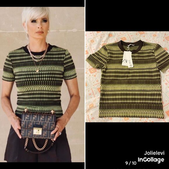 ZARA JACQUARD T-SHIRT size S - Picture 1 of 11